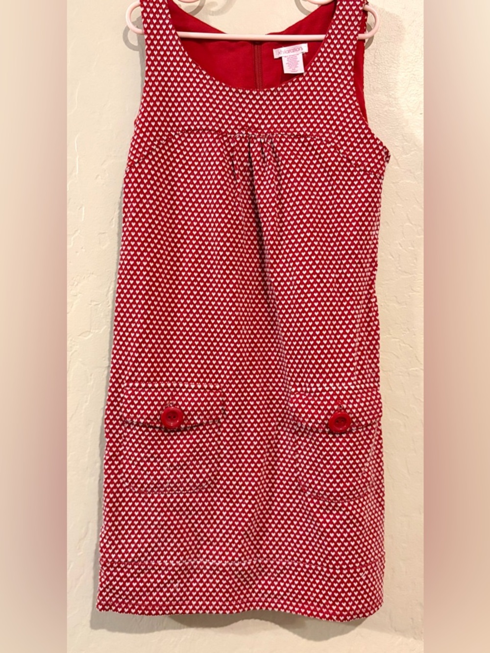 Xhilaration Girl’s Red Heart Print Shift Dress Valentine Y2K Retro- Size M